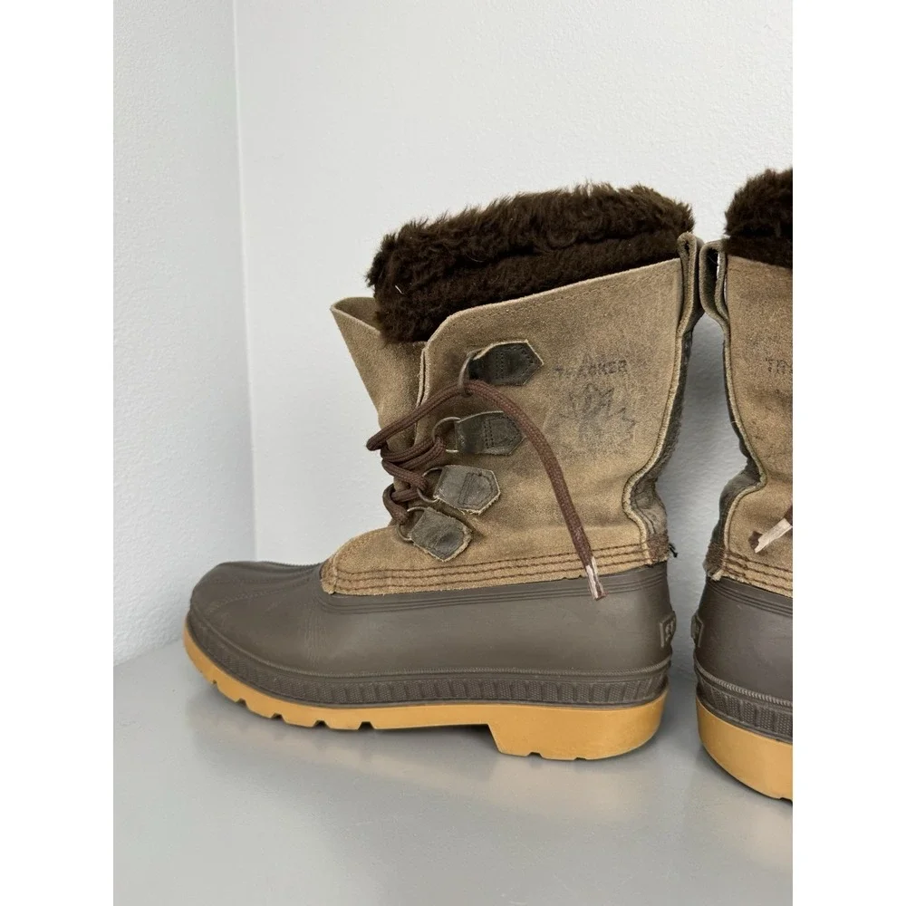 Vintage Sorel Kaufman Tracker Boots Mens 7 Wool Lined Waterproof Winter Badger